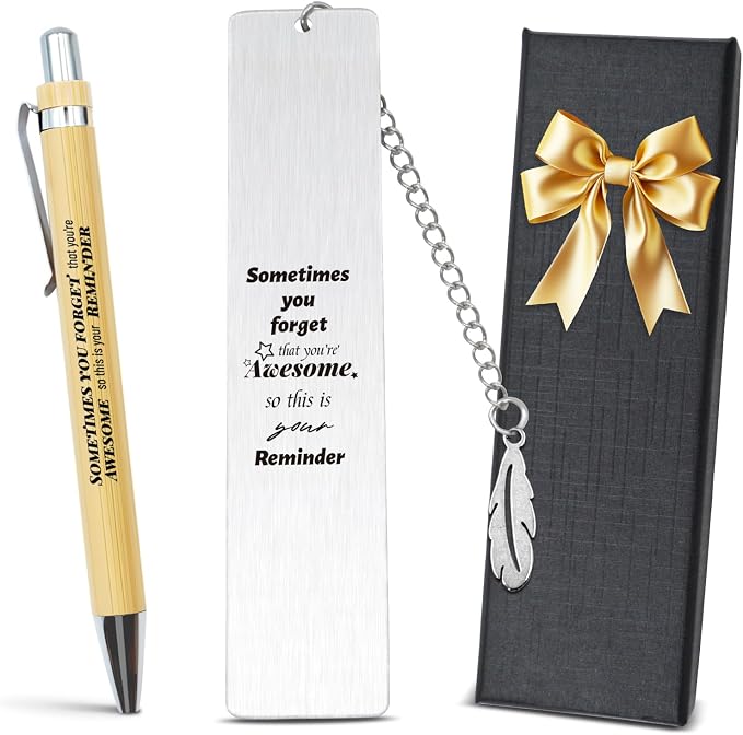 Inspirational Metal Bookmark with Pen & Gift Box – Perfect for Christmas Gifts, Employee Appreciation Gift, Appreciation Gifts for Coworkers, Team, Teachers, Nurse, Volunteer, Leaving Present