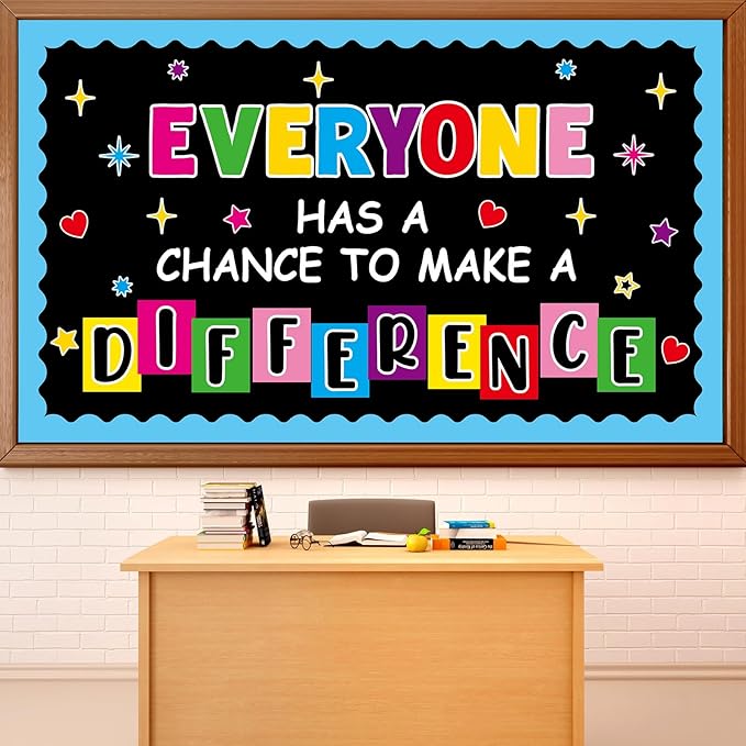 Justforjoyful Motivational Bulletin Board Decoration Set Classroom Inspirational Quotes Everyone Has a Chance to Make a Difference Classroom Cutouts for Elementary School Bulletin Board Wall Supplies