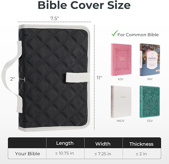 Nicpro Large Bible Bag with Bible Cover Case for Women, Church Bag with Shoulder Strap,Quilted Cover for Bible Study Supplies Journaling Kit with Tabs Notes Highlighters Pens Christian Gifts for Women