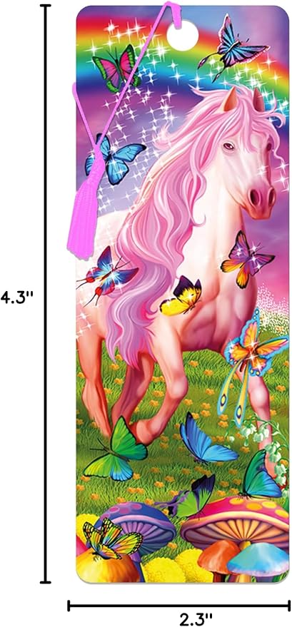 3D LiveLife Bookmark - Pink Pony Dazzle from Deluxebase. Cute Lenticular Horse Page Marker. Animal Themed Accessories for Book Lovers. Small Gifts for Men, Women, Writers and Teachers.