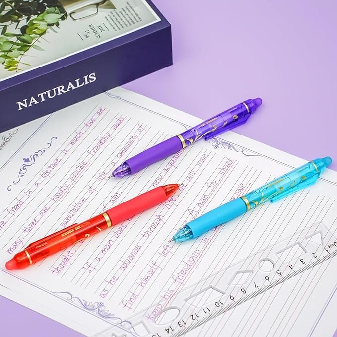 10Pcs Colored Erasable Gel Pens, Click Fine Point 0.5 mm, Quick-Drying, Retractable Comfort Grip Writing Pens for School, Office, Exams