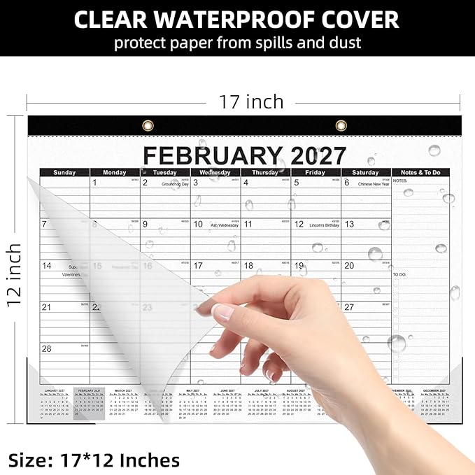 Tcamp Desk Calendar 2026-2027, 18-Month Calendar from July 2026 to December 2027, Large 17" x 12" Monthly Desktop & Wall Calendar for Home & Office