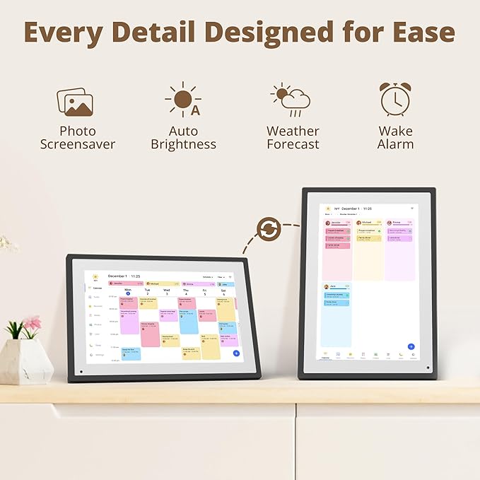 Digital Calendar 10 Inch Touch Screen, Electronic Calendar and Chore Chart for Family Monthly/Weekly Planner, Interactive Smart Calender with Task Rewards, Meal Planner, Desk Mount