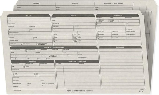 NextDayLabels - Real Estate Listing Folder - Right Panel List, Pre-Printed on Durable Card Stock with Closing Checklist and Color-Coded Dots for Organizing (Gray, Legal Size | Pack of 25)