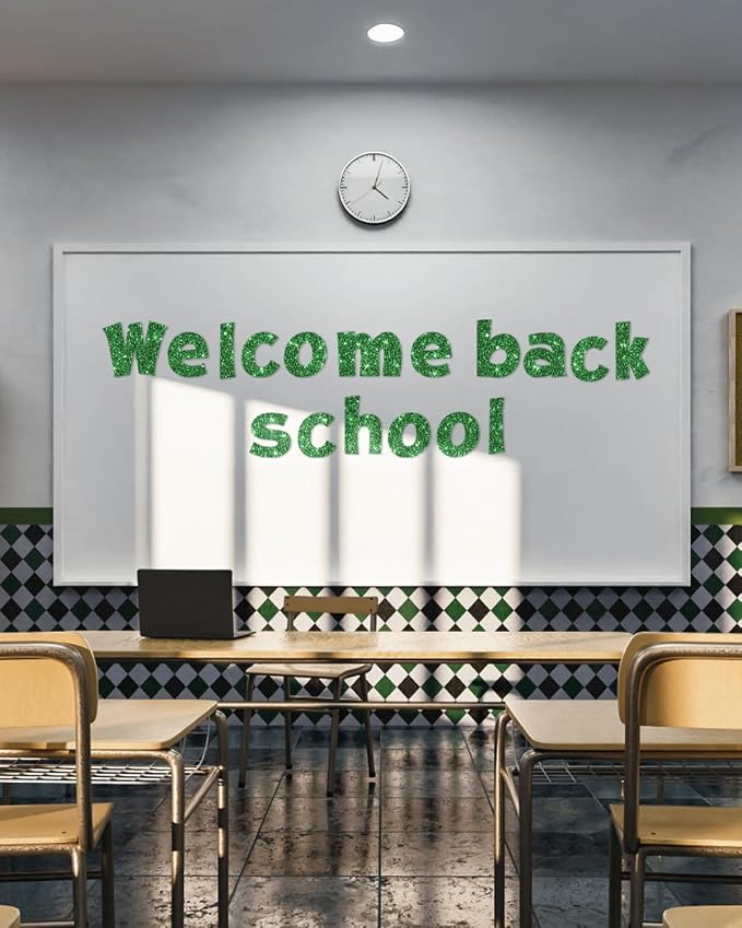 237 Pcs Glitter Bulletin Board Letters, Numbers and Punctuation, Poster Board Letters Alphabet Cut Out Cardboard Letters Accessories for Classroom Display Decorating Supplies 4inch (Green)