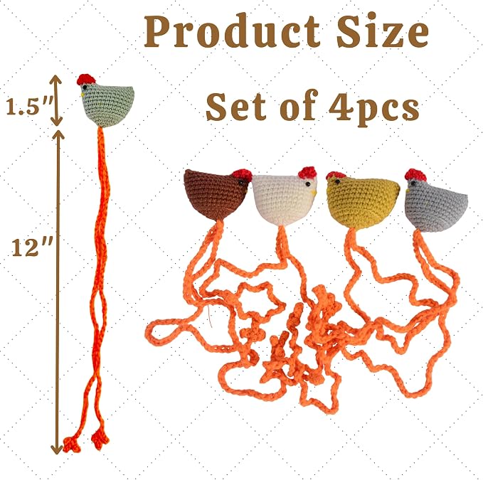 Handmade Chicken Bookmark Set of 4pcs Cute Crochet Gift for Book Lovers, Teacher Appreciation Present, Reading Accessory for Women, Teacher Gifts, Unique Farm Animal Lovers Idea, Mothers Day