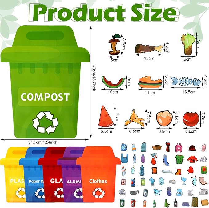 Crtiin 66 Pcs Earth Day Learn to Recycle Activity Set for Kids Classroom Earth Day Activities Kit Bulletin Board Educational Learning Activities Earth Day Decorations for School