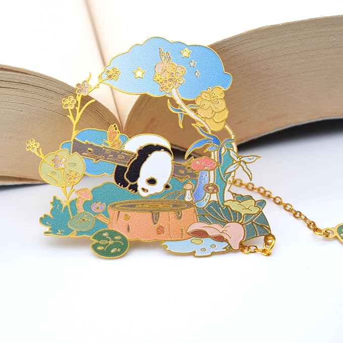 BLBMH Cute Metal Bookmarks Birthday Christmas Stocking Stuffers Gifts for Kids Girls Women Unique Gifts for Book Lovers Friends Readers - Panda - PD6