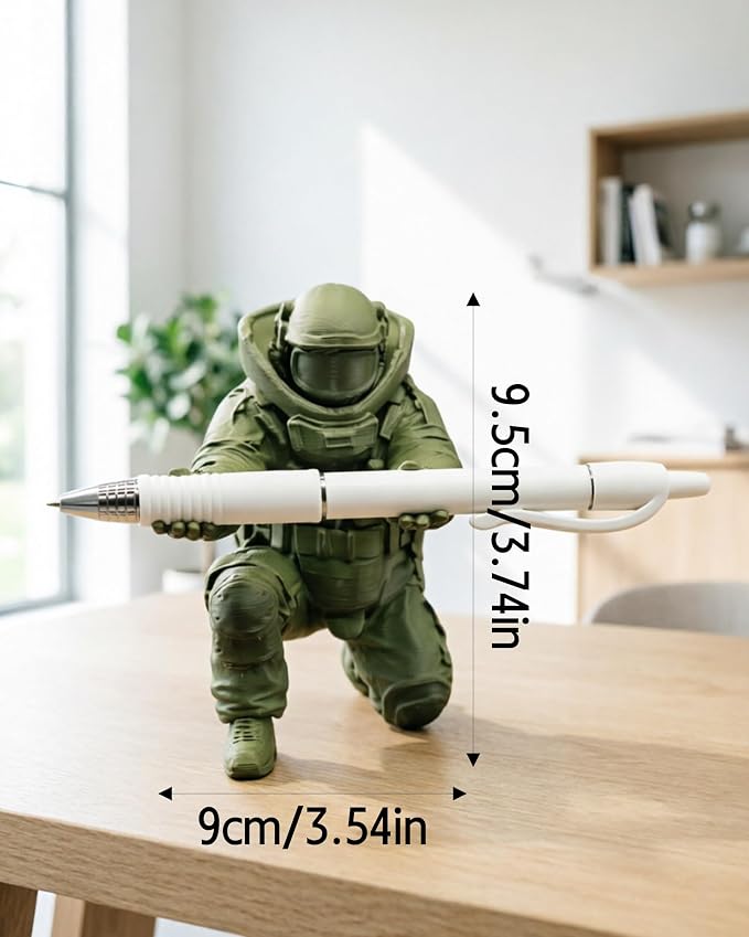 Tactical Soldier Pen Holder, 3D Printed Single Pencil Holder Statue, Cool Desk Organizer & Office Decor for Men, Birthday, Father's Day, Christmas