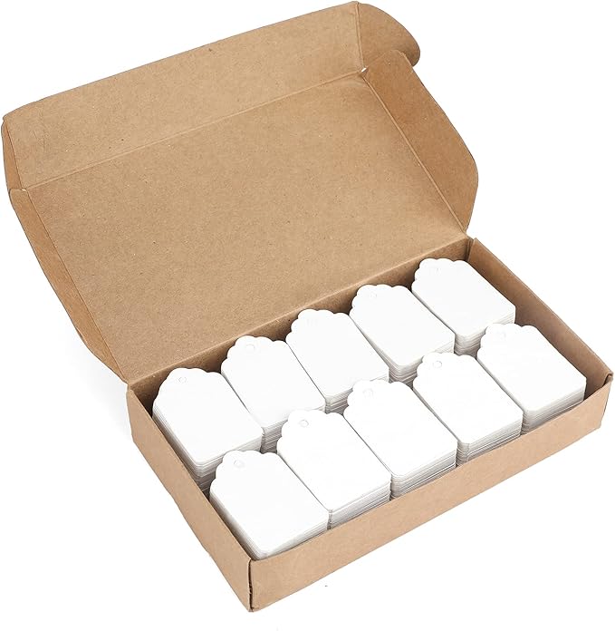 jijAcraft 1000Pcs Price Tags, White Clothing Tags for Retail, Small Kraft Blank Tag for Labeling Price, Size, Number, Writable Price Tag for Business Supplies Selling Jewlry, Clothes (2" X 1.3")