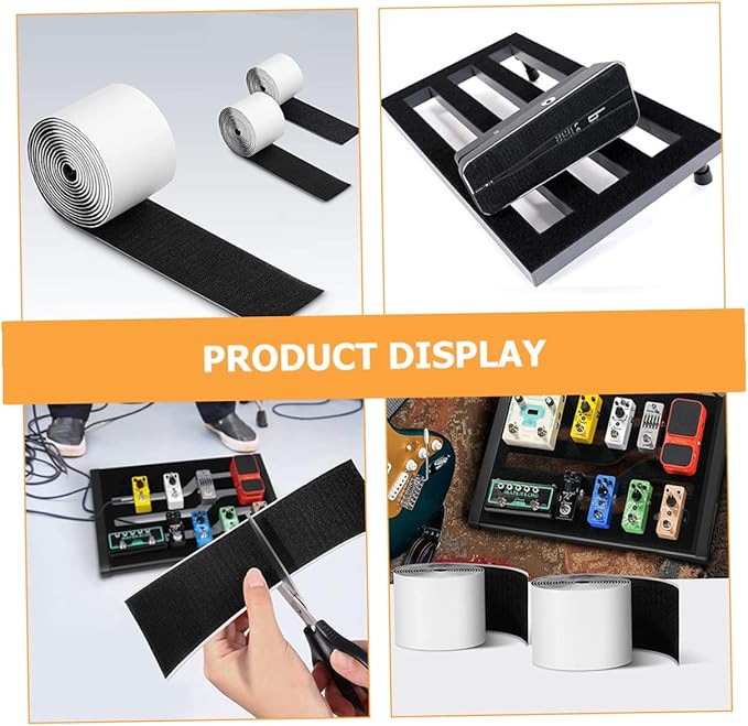 2rolls Guitar Pedal Mounting Tape Hook and Double-sided Adhesive for Pedal Board Flexible for Guitar Setup