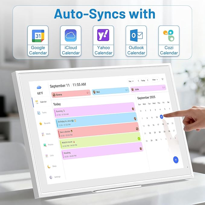 Digital Calendar, 21.5 Inch Smart Wall Calendar & 2026 Planner & Chore Chart, Gifts for Women Men, Gifts for Mom Dad, Touchscreen Interactive Display, Wall Mount