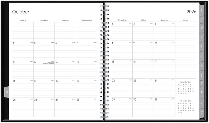 Blue Sky 2027 15-Month Monthly Planner Calendar, October 2026 - December 2027, 8” x 10”, Durable Faux Leather Cover, Laminated Tabs, Concealed Wirebound, Storage Pocket, Enterprise