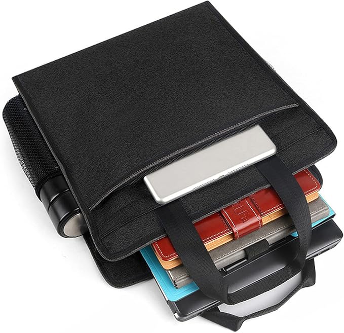 Ibluelover Portable Business Briefcase Zipper Bag Waterproof Durable A4 File Folder Bag Lightweight Carrying Case Handbag File Storage Organizer Holder for Office Meetings Travel