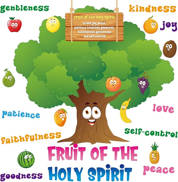 Pajean Fruit of The Spirit Decor Classroom Tree Bulletin Board Decorations Christian Religious Classroom Decor Bulletin Board Tree Cutouts for Elementary School Teacher Supplies