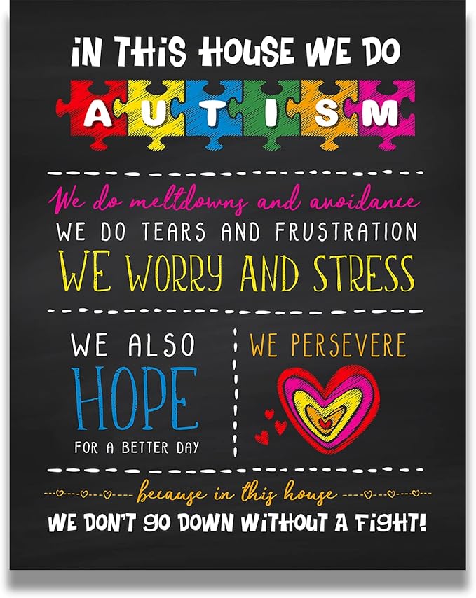 In This House We Do Autism | Autism Awareness Decor | Autism Classroom | Boho Rainbow Decor Classroom | Autism Sign | Autism Art Wall Decor Classroom | Autistic decorations - 11x14 unframed print
