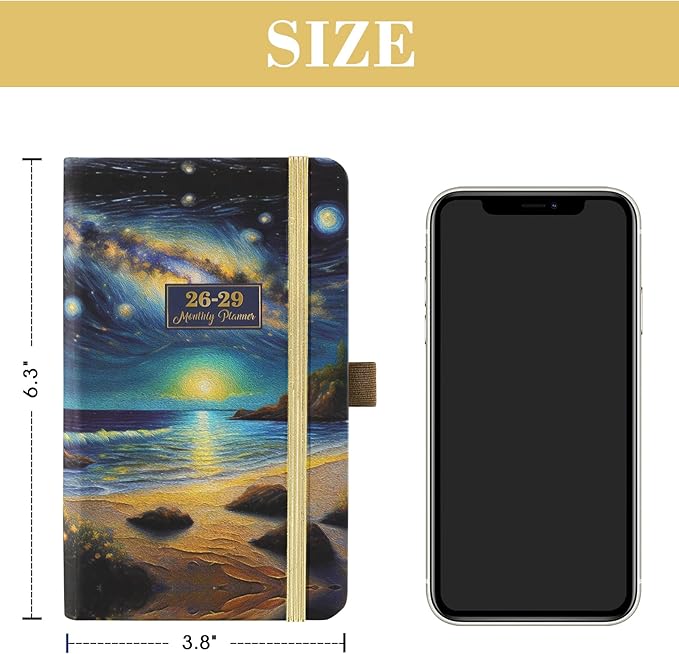2026-2029 Pocket Planner - 3 Year Planner 2026-2029, July 2026 - June 2029, 6.3" x 3.8", Purse Calendar Planners 26-29, Monthly Pocket Calendar with 61 Note Pages, Pen Hold, Perfect Organizer for Purse