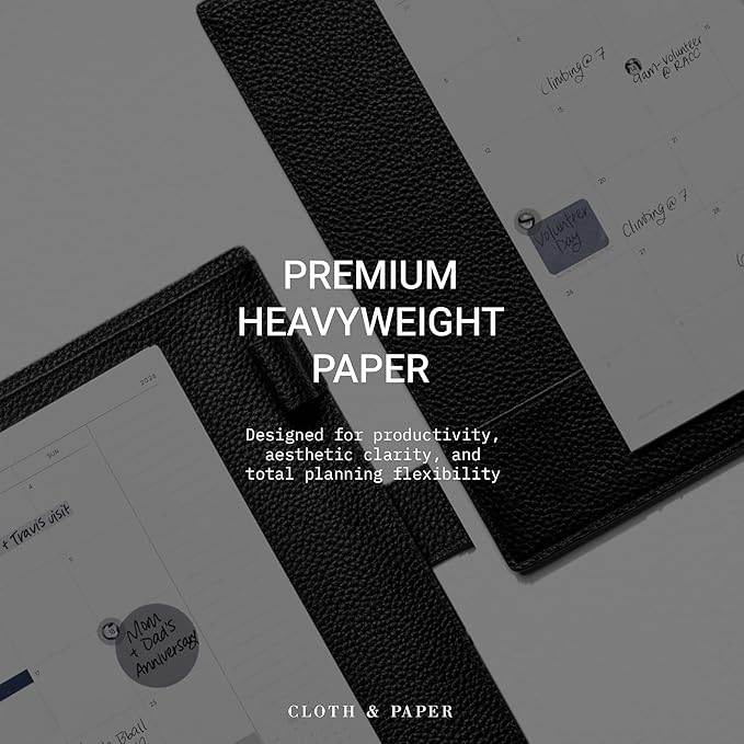 Cloth & Paper 2026 Monthly Planner Inserts - A5 Size 5.8x8.3 Inches, 6-Ring Planner Refills, Monday Start, 29 Double-Sided Pages, Thick Premium Paper, January-December, Minimalist Monthly Organizer