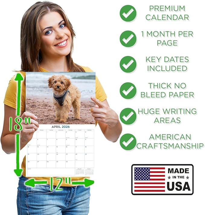 2025 2026 Cockapoo Calendar - Dog Breed Monthly Wall Calendar - 12" x 18" Open - Thick No-Bleed Paper - Giftable - Academic Teacher's Planner Calendar Organizing & Planning - Made in USA