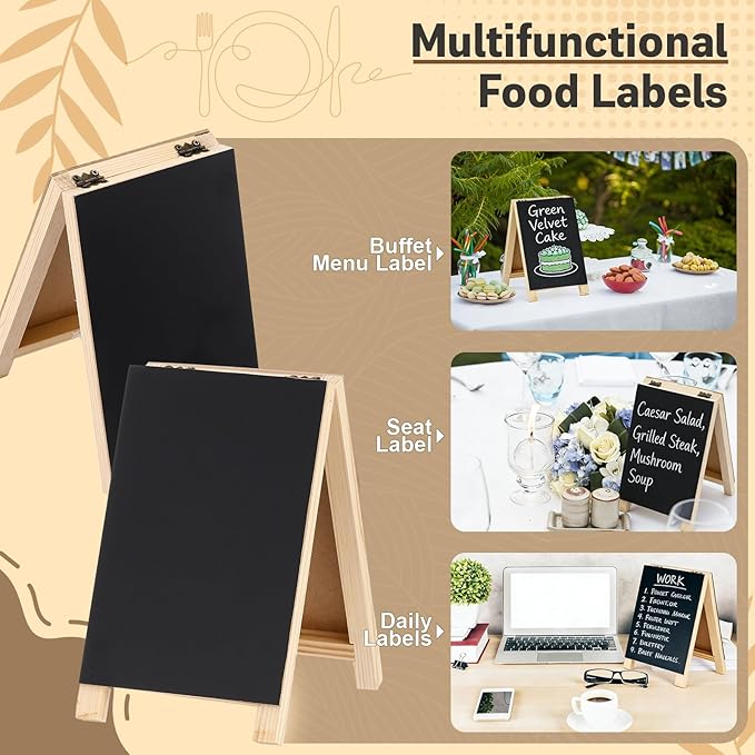 3 Pcs Mini Chalkboard Easel Signs 4.5" x 7.5" Tabletop Chalkboard Sign Double Sided Display Comes with Chalk and Blackboard Eraser for Bar Wedding Parties Home Decor Restaurant Menu