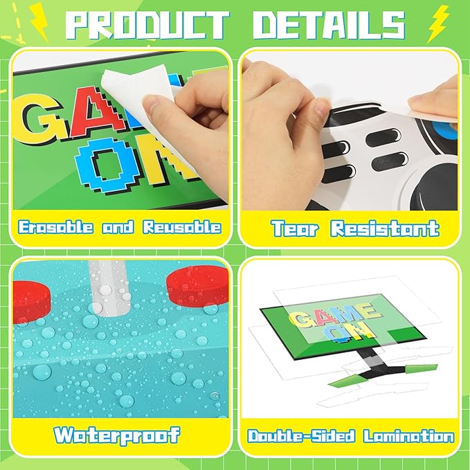 Video Game Theme Bulletin Board Set Level Up Classroom Decoration Video Game Growth Mindset Positive Come On Paper Cutouts for Back to School Home Nursery Chalkboard Wall Decor Party Supplies
