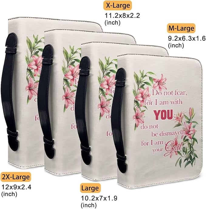 Pink Flower Bible Cover Bag with for Women Bible Cover Carrier Bag for Girls Carrying Organizer Bag Bible Accessories Gift-Size：M