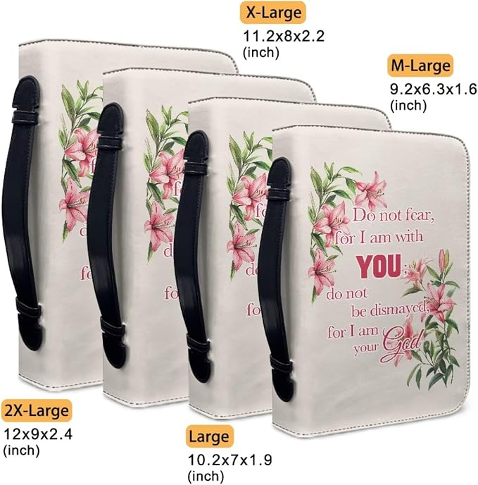 Pink Flower Bible Cover Bag with for Women Bible Cover Carrier Bag for Girls Carrying Organizer Bag Bible Accessories Gift-Size：XL