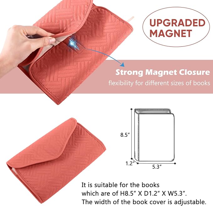 APLUFINE Reusable Book Cover with Magnet Closure - Adjustable Book Sleeve for Book Lovers Gift - Book Protector for Paperback -Book Covers for Hardcover - Book Pouch - Book Carrier