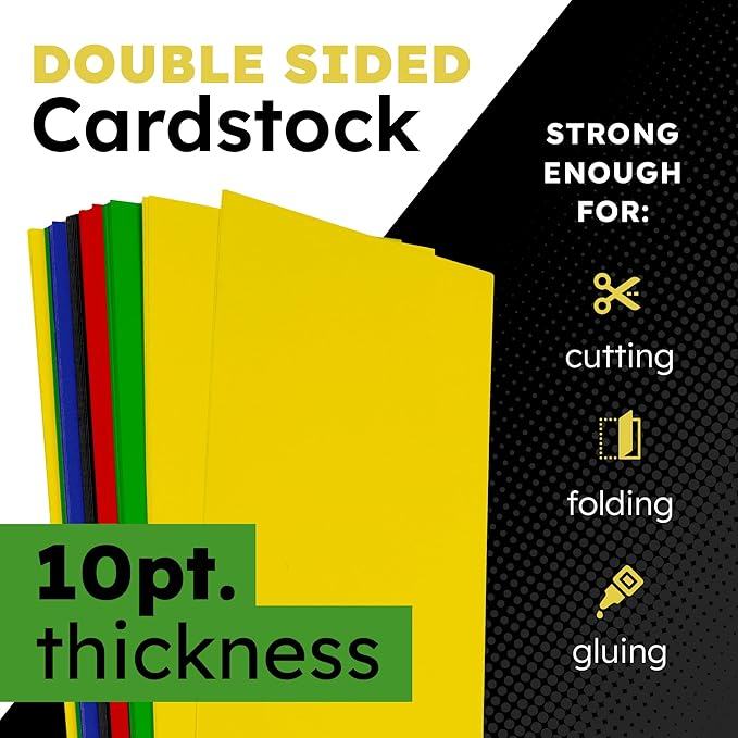 Hygloss Medium Colored Poster Board 11" x 14", 50 Sheets Assorted Standard Colors (Red, Yellow, Green, Blue, Black), 10 Pt Thickness, Bulk Pack for Crafts, School & Art Projects