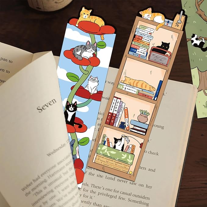 30 Pcs Kitty Bookmarks,Book Tracker,Book Tracker Bookmark，Funny Bookmarks for Men,Women,Book Lovers,Page Markers for Students Teachers Reading,DIY Art Decoration Cards，Romance Reader Present Handmade