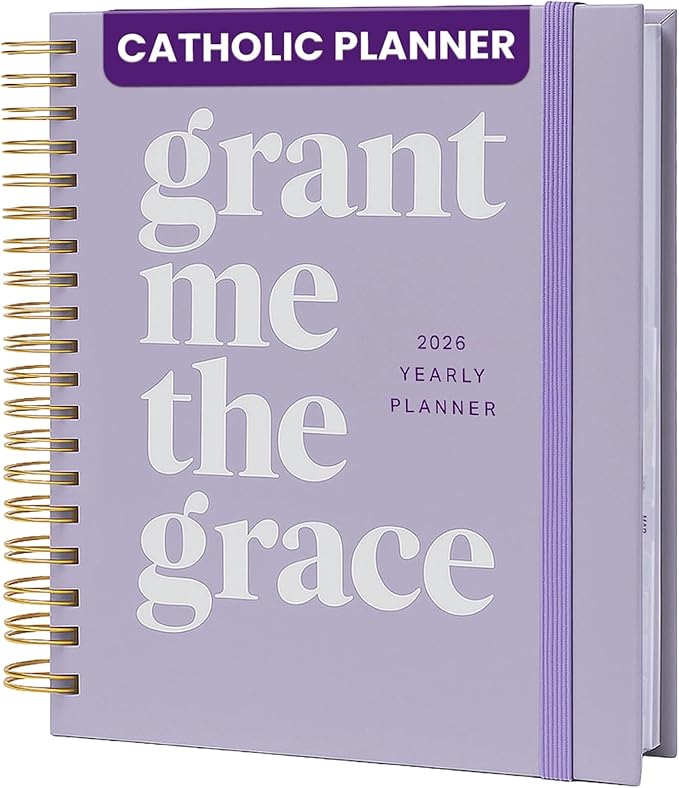 Blessed is She 2026 Yearly Catholic Planners for Women - 6.25x8.25" Purple Mini Spiral Bound Catholic Liturgical Planner, Christian Gifts for Women Faith, Daily Planner Organizer for Students
