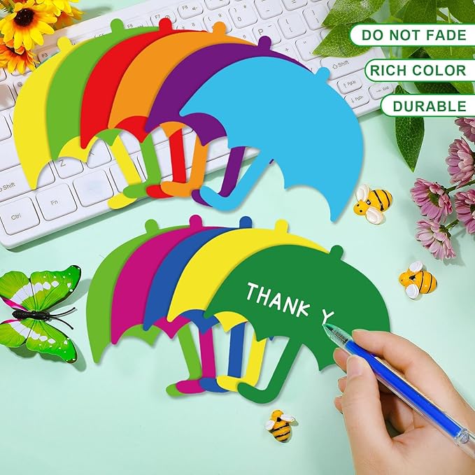 Geyee 108 Pcs Umbrella Cutouts 6 Inch Paper Spring Bulletin Board Decorations Classroom Cut Outs Umbrellas Shaped Die Cuts for DIY Projects Craft Office School Party Decor
