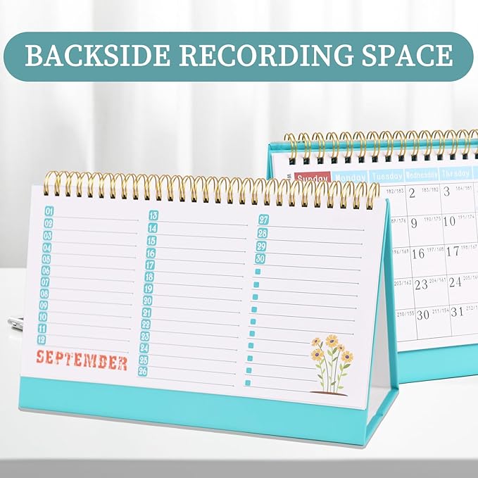 MultiBey Desk Calendar 2025-2026, 18 Months Calendar from July. 2025 to Dec. 2026, 9.9" x 5.8" Standing Flip Small Desk Calendar Floral with Thick Paper, Includes Stickers