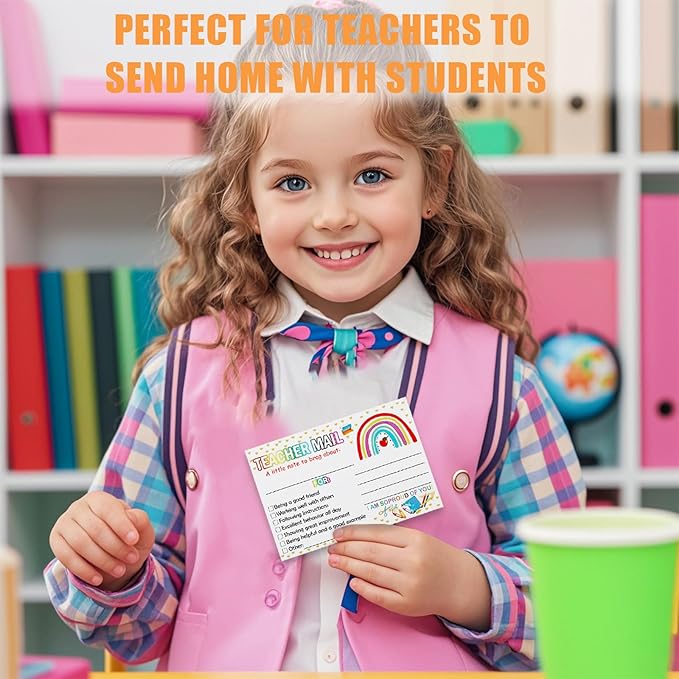 100pcs Teacher Mail Cards Teacher Notes for Students, Classroom Must Haves for Teachers Elementary Boho School Supplies Class Rewards Cards, Class Incentives for Elementary Students Good Behavior