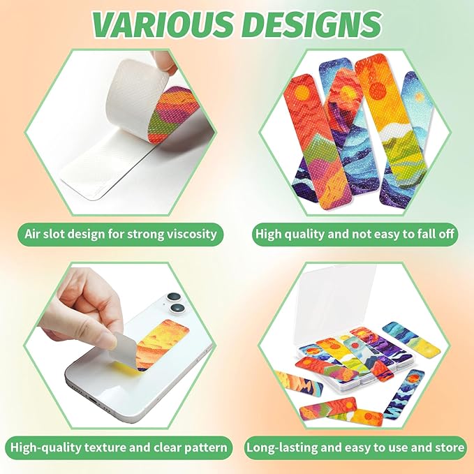48 Pieces Calm Anxiety Sensory Stickers - Sensory Strips Different Textures with Storage Box for Office - Adult & Teen Stress and Fidget Relief Stickers (Scenery Style)
