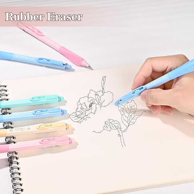 BAYTORY 11Pcs Fine Point Erasable Gel Pens, 0.5mm Aesthetic Retractable Silent Erasable Pen, Comfortable Grip for Smooth Writing Planner and School Supplies (Black Ink)