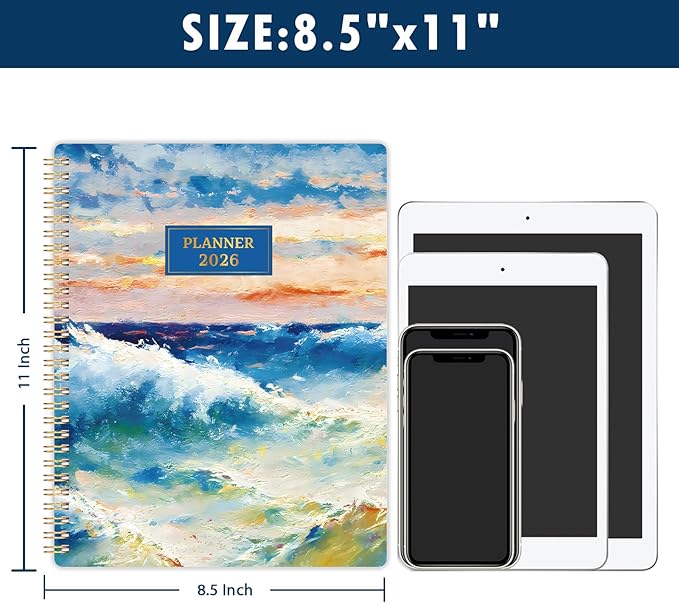 2026 Planner - 2026 Planner Weekly and Monthly, Jan. 2026 - Dec. 2026, 8.5" x 11" with Functional Pages, Flexible Cover