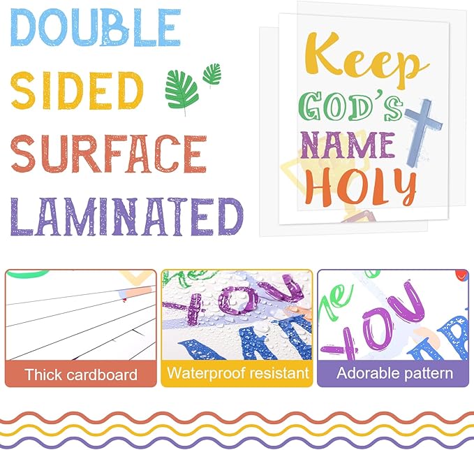 20 Pieces Ten Commandments Poster for Kids Christian Bible Verse Poster Inspirational Religious Scripture Wall Poster for Classroom Church Sunday School Christian Scripture Home Decor (Ball Base)