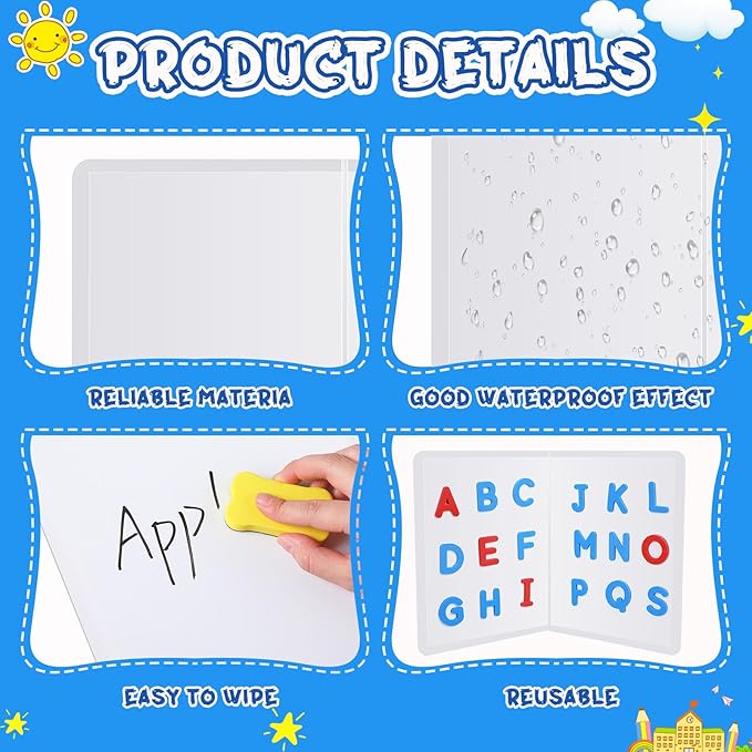 Motipuns 24 Pcs Folding Magnetic Dry Erase Activity Boards Foldable Magnetic Board Dry Erase Learning Project Scrum Folding Whiteboard for Students School Classroom