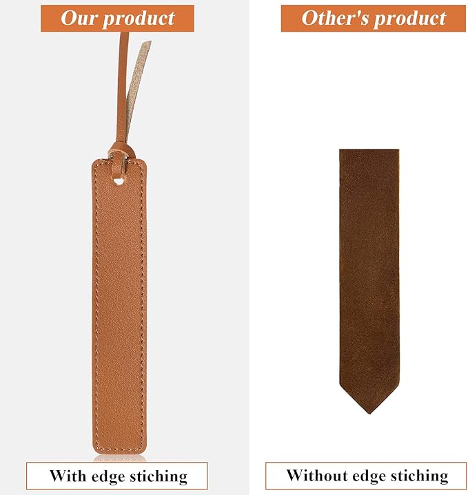 Zonon 10 Pieces Leather Bookmarks Handmade Genuine Leather Page Markers Personalized Bookmarks for Book Reading Bookworm Book Lovers Readers Writers Accessories(Light Tan)