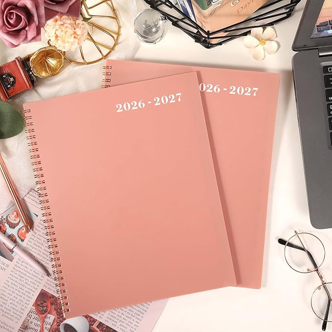 Monthly Planner 2026-2027 - 2026-2027 Planner, July 2026 - December 2027, 18 Monthly Planners/Calendar with Tabs, Pocket, Label, Contacts and Passwords, Twin-Wire Binding, 9" x 11", Waterproof Design, Pink