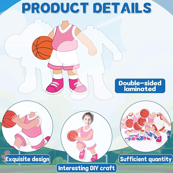 60Pcs Basketball Player Paper Cutouts Sport Bulletin Board Decor Basketball Players DIY Photo Craft Cutout Sports Theme Classroom Supplies for Fans Teacher Student School Chalkboard Wall Party Decor