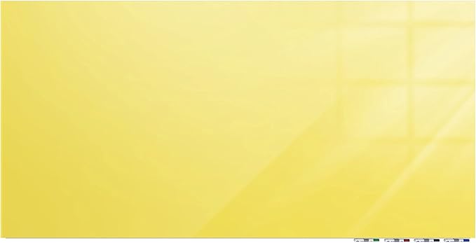 Aria 3'H x 4'W Low Profile 1/4" Glass Whiteboard - Horizontal Yellow - 4 Markers and Eraser