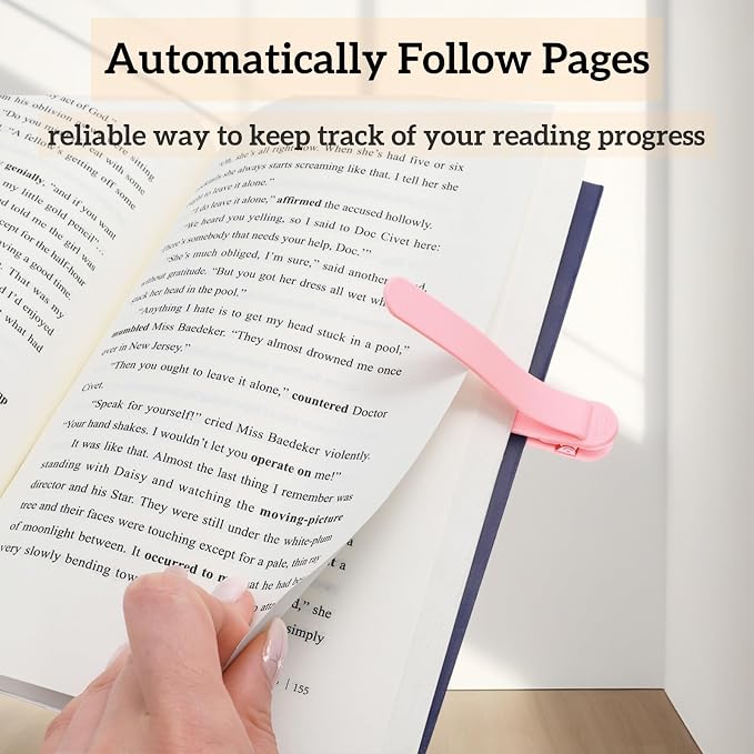 ZAVOOS 12 Pieces Automatic Bookmarks, Silicone Smart Book Marks for Reading Women Men, Cute Unique Book Clips Colorful Page Holder for Book Reading Lover Accessories, 6 Color