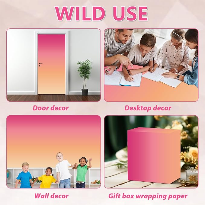 Pink and Orange Color Wash Bulletin Board Paper Roll Bulletin Board Background Paper Back to School Classroom Decor Poster for Art Craft DIY Projects Home Office Classroom Party Supplies 17.7in x 20ft