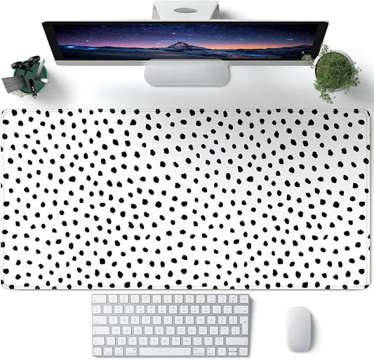 Boho Desk Mat, Polka Dot Large Mouse Pad Desk Pad Boho Desk Accessories for Women Office Decor, XXL Mousepad Long Laptop Keyboard Mouse Mat 31.5''X15.7'' Non-Slip Rubber Base with Stitched Edges