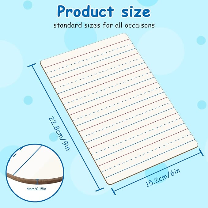 6-Pack Dry Erase Boards, Double-Sided Mini Whiteboards with Lines for Kids, Students, Teachers – 6"x9" Lined Whiteboards for Math & English Writing Practice, Classroom Essentials