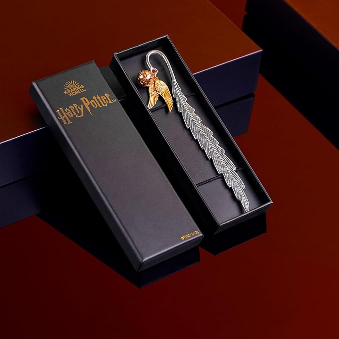 Harry Potter Metal Bookmark with Hanging Charm Golden Snitch Hogwarts Reading Gifts Book Lovers Gift Box (Golden Snitch)