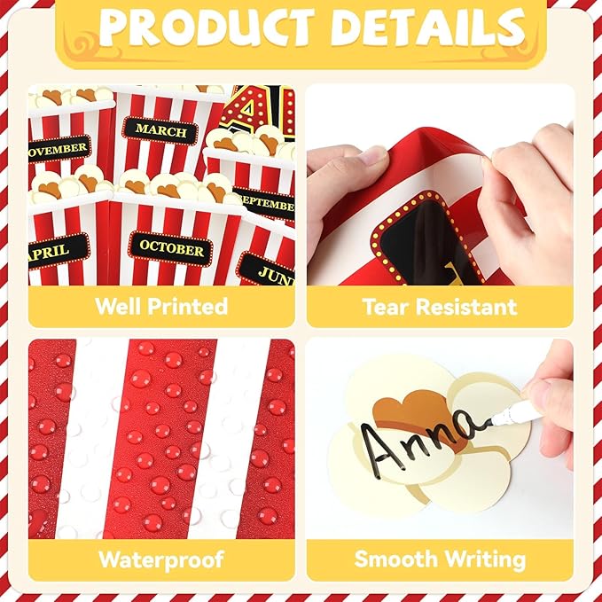 Loneliness 66PCS Popcorn Birthday Bulletin Board Set Classroom Decorations Popcorn DIY Photo Crafts Cutouts for Students Kindergarten Classroom Office Wall Back to School Decor Carnival Party Supplies