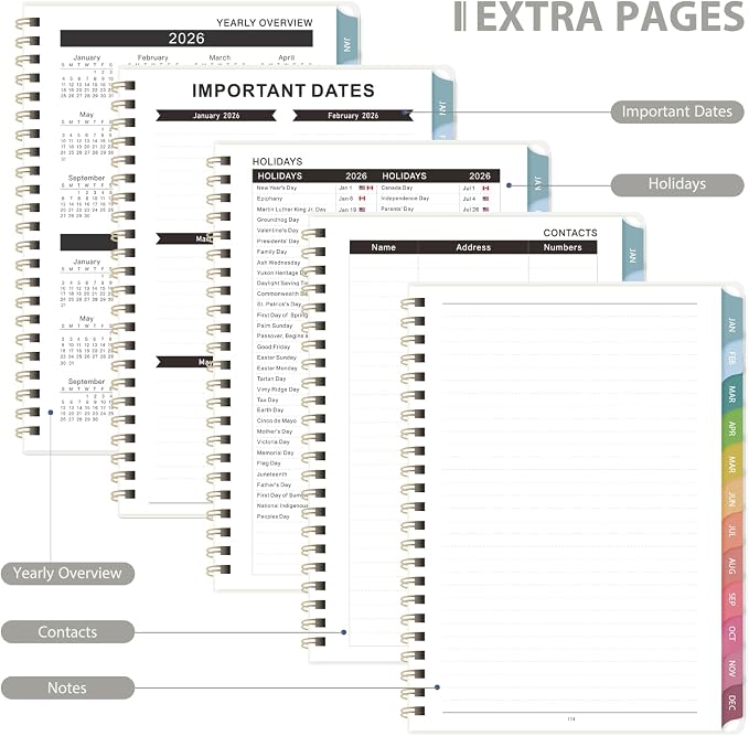 2026 Planner, 8.5" x 11" Weekly and Monthly Large Calendar Planner, Letter Size, Jan - Dec 2026, Hardcover Daily Agenda and Organizers for School Essentials & Office Supplies